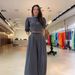 Women's Clothing fashion striped print navel baring top high waist wide leg pants suit_desvips.com