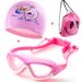 Children's Anti Fog Large Frame Swimming Goggles Set Swimming Cap Backpack Drawstring Bag Nose Clip Earplugs Set Swimming Equipment_desvips.com