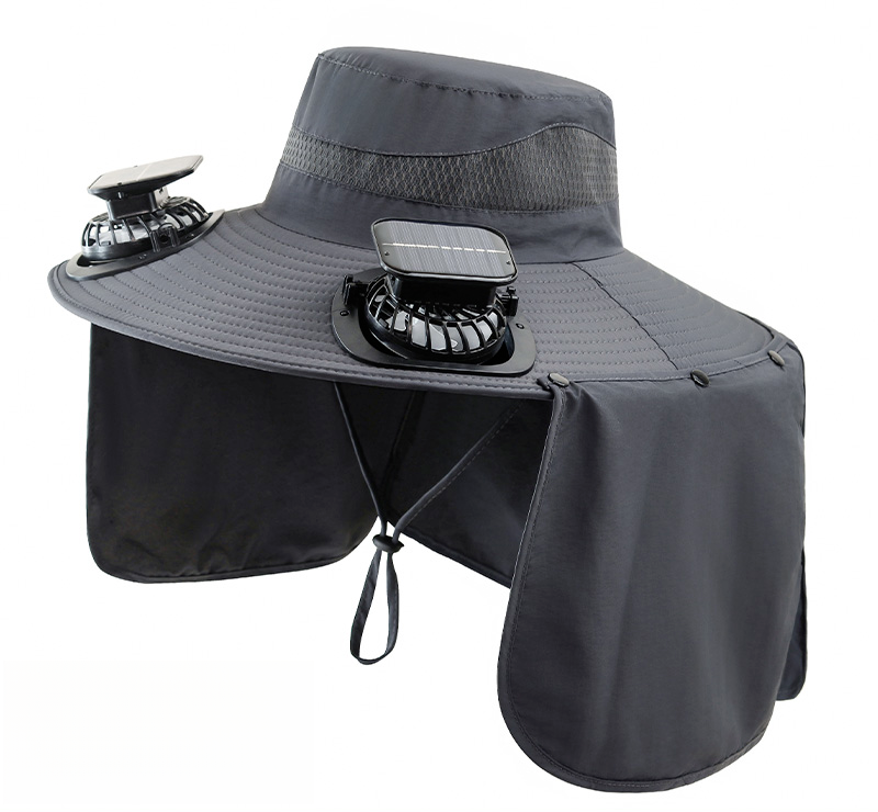 Luwa Summer Wide Brim Sun Protection Neck Guard Fisherman For Men With Fan Solar Charging Outdoor Fishing Hat_desvips.com