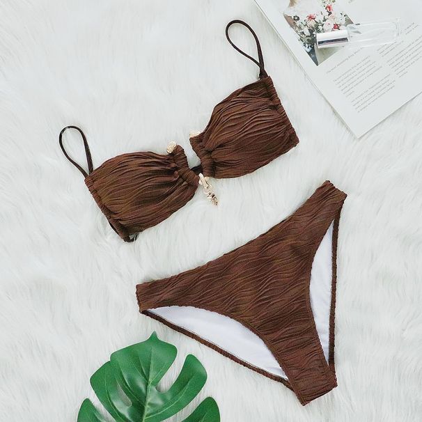 BIKINI Women's Stylish Two-piece Swimsuit With Sexy Special Textured Fabric Bikini_desvips.com