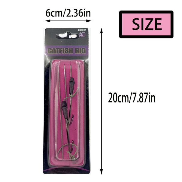 Outdoor Catfish Fishing Gear Set - Two Heavy-Duty Single Hooks, Anti-Bite Pe Tubing (Freshwater Night Fishing)_desvips.com