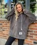 Women's flannel loose hooded long-sleeved pullover plush sweatshirt_desvips.com