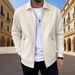 Men's Slim-fit Cardigan Solid-color Lapel Waffle Texture Zipper Pocket Casual Spring/Autumn 2025 Fashion_desvips.com