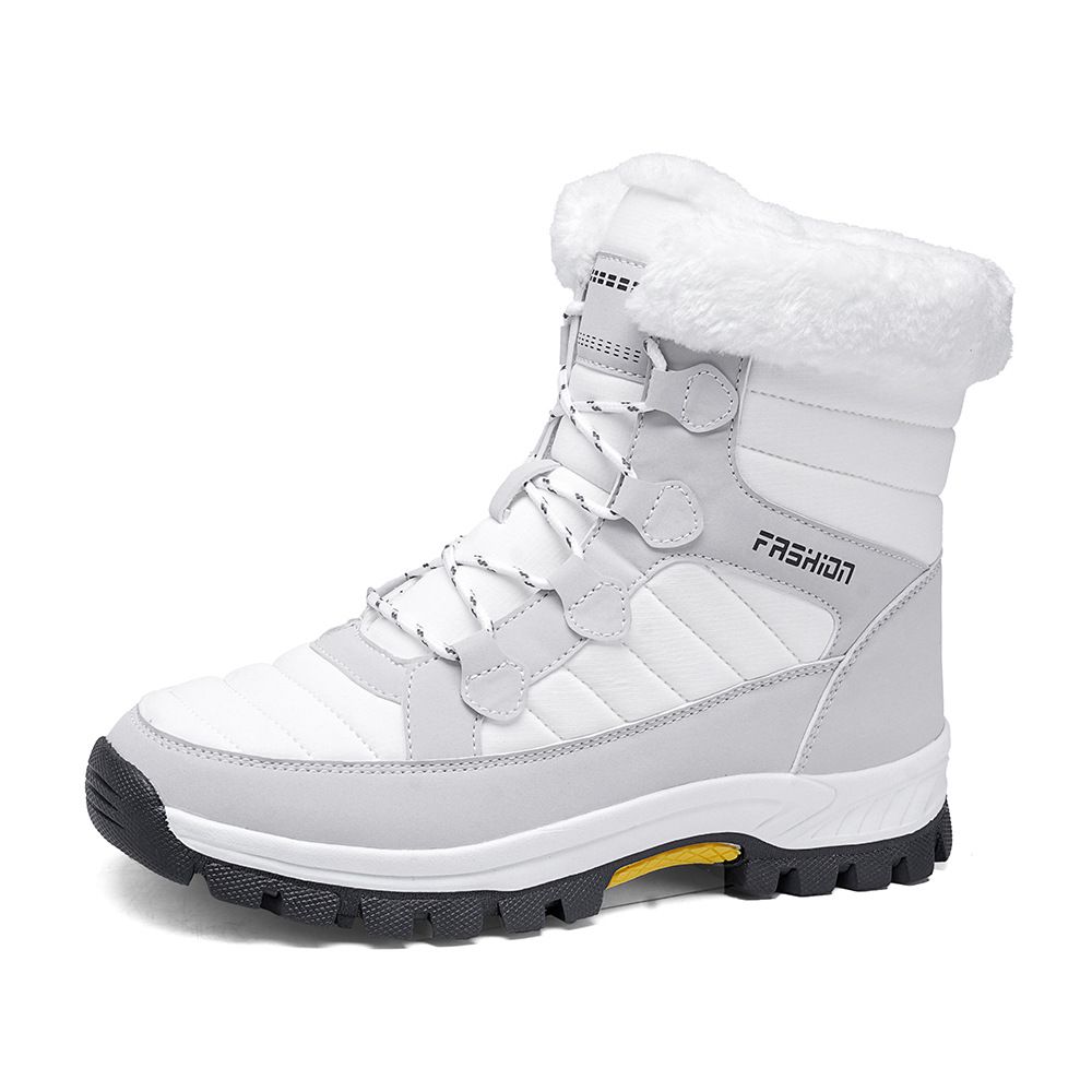 Women's Winter Snow Boots With Faux Fur Lining, Waterproof & Slip-Resistant, High-Top Warm Ankle Boots For Men And Women, Casual Lace-Up Thermal Shoes_desvips.com