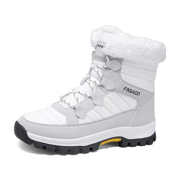 Women's Winter Snow Boots With Faux Fur Lining, Waterproof & Slip-Resistant, High-Top Warm Ankle Boots For Men And Women, Casual Lace-Up Thermal Shoes_desvips.com