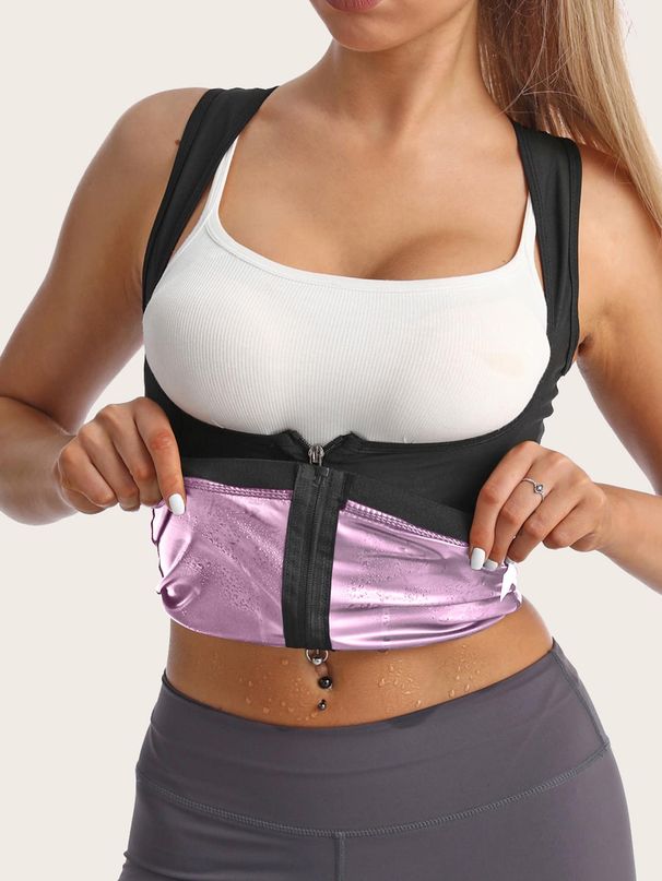 Women's Zippered Sauna Top Vest Suitable For Yoga Exercise Training Fitness Clothes Sweating Shapewear_desvips.com