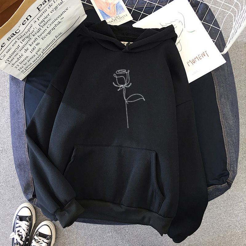 Women's Clothing autumn and winter new style hooded sweatshirt for women plus velvet student loose casual couple long sleeved tops for women_desvips.com