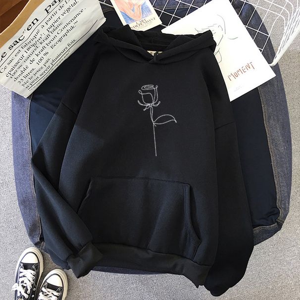 Women's Clothing autumn and winter new style hooded sweatshirt for women plus velvet student loose casual couple long sleeved tops for women_desvips.com