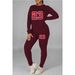 Women's Clothing Large size fat woman autumn and winter women's clothing printed personality casual two piece suit_desvips.com