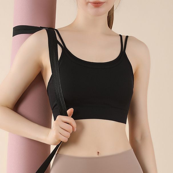 One-Piece Color-Block Thin Strap Sports Pilates Fitness Yoga Bra Inner Wear Versatile Small Camisole_desvips.com