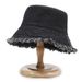 Japanese And Korean Style Vintage Frayed Edge Sun Protection Simple Washed Outdoor Versatile Denim Fisherman Hat_desvips.com
