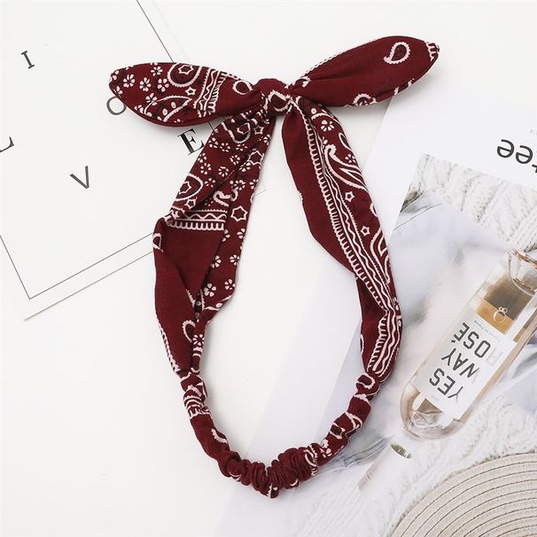 European American Cross-border Sports Elastic Headband With Amoeba Cashew Print, Yoga And Cycling Rabbit Ear Headband,_desvips.com