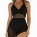 Cross-Border European And American Style Back Cross Tie One-Piece Swimsuit TK366_desvips.com