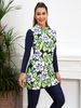 Muslim Swimsuit Long Sleeve Trousers Three Piece Conservative Sunscreen Burkini With Chest Pad_desvips.com