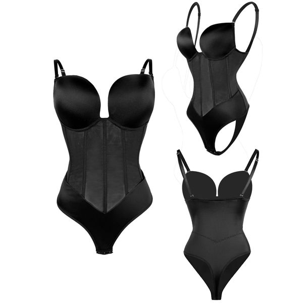 Bodysuit Shapewear Tummy Control Waist Trainer Push Up Bustier Jumpsuit Slimming Body Shaper For Women Evening Dress Underwear_desvips.com