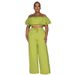 Women's clothing new style suit temperament one shoulder ruffled short top wide leg trousers suit_desvips.com