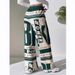 NOKOMETA Women's Fashion Street Casual Pants Letter Printed, Colored Strips, Elastic Drawstring Waist Straight Pants_desvips.com