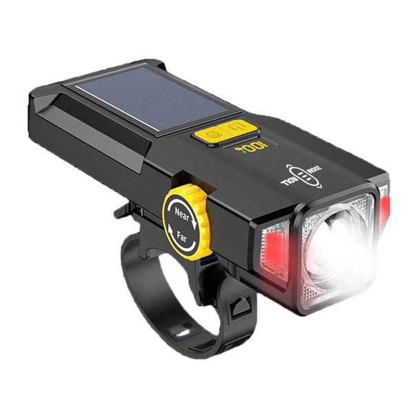 Bike Headlight With Zoomable High/Low Beam - Solar Charging Super Bright Flashlight For E-Bikes & Scooters Night Riding_desvips.com