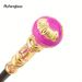 Golden Pink Luxury Round Handle Fashion Stick For Party Decorative Walking Cane Knob Walking Stick Performance Stage Cane 93cm_desvips.com