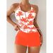 New Printed Drawstring Strap Strap Cover Slim Sexy Two-piece Swimsuit Women's Tankini_desvips.com