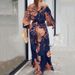 Women's Clothing Two piece Summer New Casual Printed Off shoulder Wide leg Pants Set_desvips.com