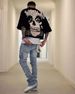 2025 New Seven-Quarter Red Harajuku Style SWIPEYATL Skull Short Sleeve Fashion Round Neck T-Shirt_desvips.com