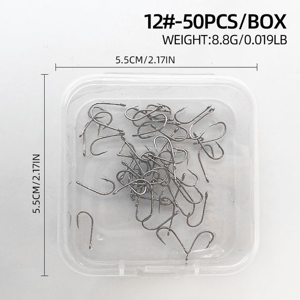 ShareShark 50pcs/box 92247 High Carbon Steel Fish Hook Long Handle With Barbed Curved Mouth Fishing Hook_desvips.com