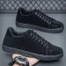 Mens All Black Durable Suede Sneakers With Rhinestone Logo And Toe Cap_desvips.com