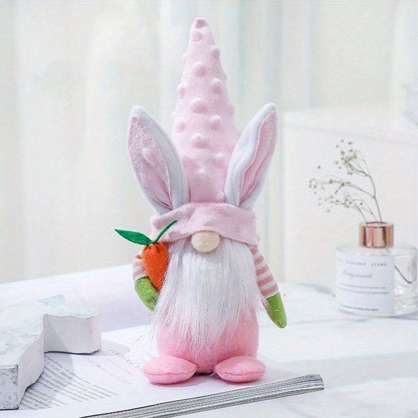 Plush Easter Bunny – Adorably Cute Gnome Doll Decoration – Filled With Goose Down – For Children_desvips.com