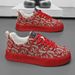 Niche low top printed board shoes men's thick sole sports casual fashion shoes_desvips.com