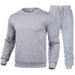 New Men's Sports Fashion Casual Winter Solid Color Crew Neck Sweatshirt And Pants Set_desvips.com