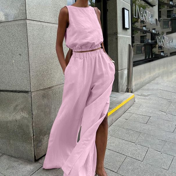 Women's Clothing all match slit slim solid color suit _desvips.com