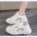 New Women's Dad Versatile Leather Surface White Sneakers Lightweight Shock-Absorbing Soft Sole Student Running Shoes_desvips.com