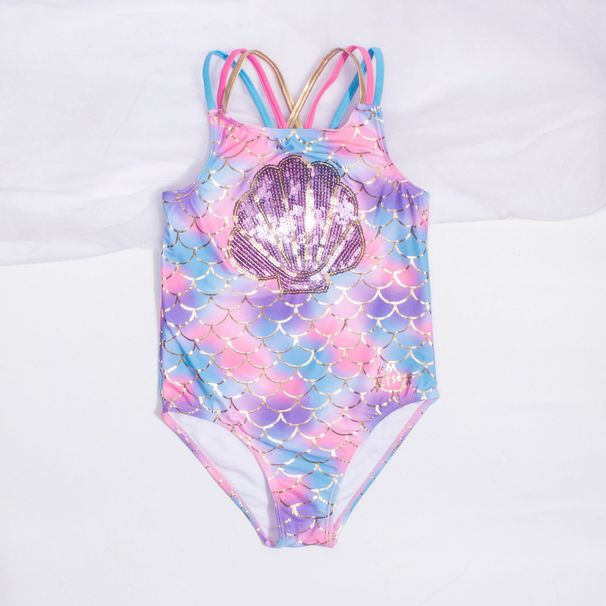2022 New Mermaid One-Piece Girls' Swimsuit With Shell Sequins, Popular Cross-Border Children's Swimwear, Dropshipping_desvips.com