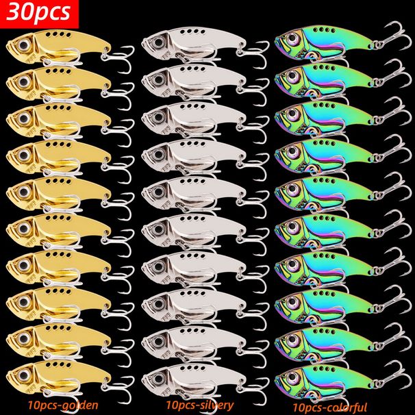 30pcs Spinner Spoon Metal Jig Bait 3g 7g 10g 15g 20g VIB Sinking Blade Spinning Treble Hook Pesca Pike Carp Sea Fishing_desvips.com