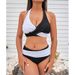 New Color-coded Cross-neck Bikini High-waisted Two-piece Swimsuit_desvips.com