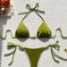 2025 New Solid Color Tie Three-Piece Sexy Beach Hot Spring Swimsuit Bikini_desvips.com