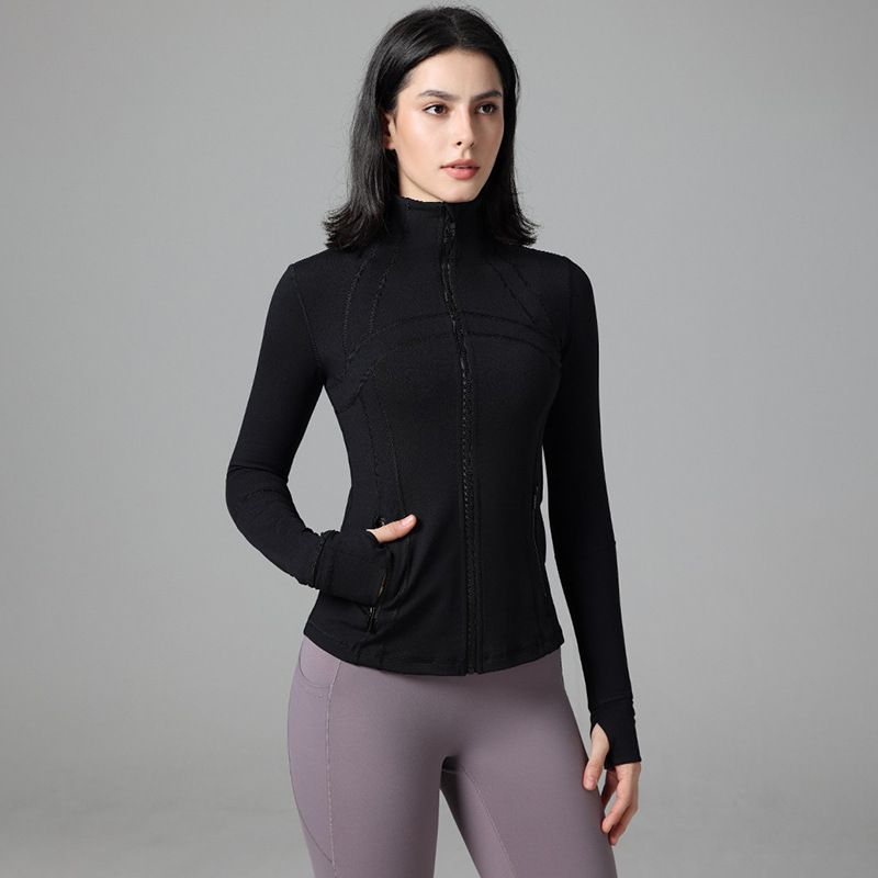 Cross-Border Outdoor Spring Autumn Winter Yoga Wear Breathable Tight-Fitting Stand Collar Sports Casual Coat_desvips.com
