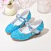 Children's glass shoes Spring and autumn fashion high-heeled girl princess shoes silver performance chorus of large children's single shoes_desvips.com