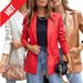 Women's Clothing Street Style Pure Color Casual Fashion Three color Leather Jacket _desvips.com