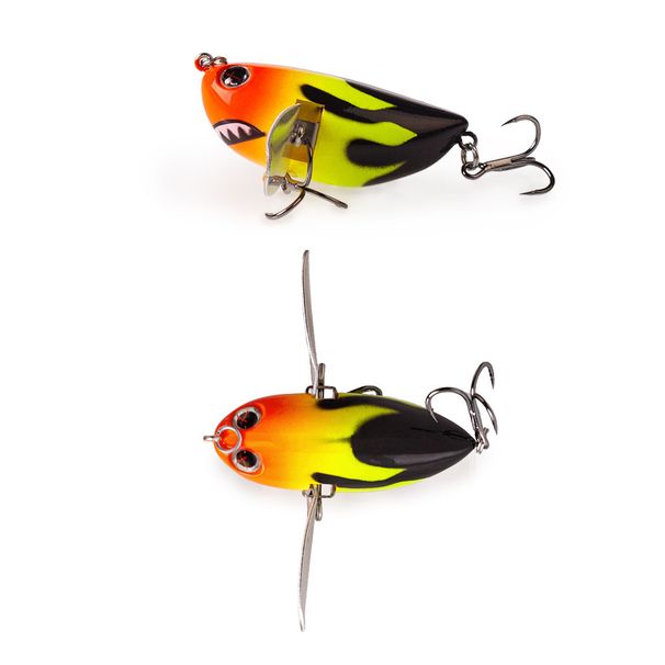 Hanlin 60mm/2.36in 12.5g Simulation Of Cicada Fishing Lures Popper Floating Hard Wobblers Bait Metal Blade Wings Artificial Lure_desvips.com