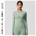 Nude Feel Brushed Yoga Wear Quick Drying Sports Base Layer Long Sleeved Top for Casual Outdoor Running Fitness Tight Fitting_desvips.com