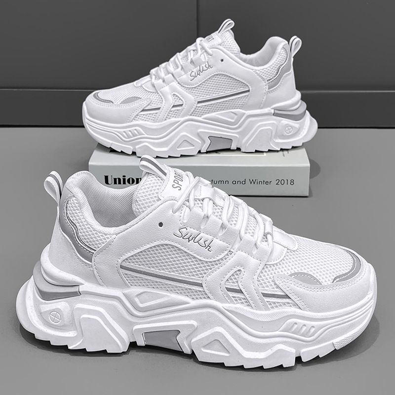 New Fashion Mens Thick Sole Platform Sneakers Breathable Mesh Lightweight Low Top Dad Casual Sports Walking Shoes_desvips.com