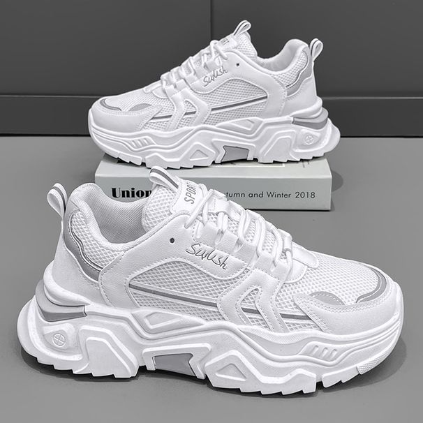 New Fashion Mens Thick Sole Platform Sneakers Breathable Mesh Lightweight Low Top Dad Casual Sports Walking Shoes_desvips.com