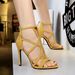 Roman 83121-1 Style Stiletto Ultra Heel Suede Hollow Sexy Nightclub Sandals Summer High Heels_desvips.com