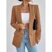 Women's Clothing autumn and winter solid color lapel small suit temperament commuter jacket_desvips.com