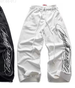 2025 New Trend English Line Art Design Unisex Wide-Leg Side Print Series Long Pants_desvips.com
