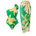New Sexy One-piece Swimsuit Women's Vintage Print Peplum Bikini Beach Dress Set_desvips.com