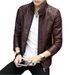 Men's Clothing Autumn and Winter Men's PU Leather Jacket Men's Thin Casual Men's Jacket Stand Collar Slim Leather Jacket Youth_desvips.com