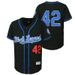 42 Black Embroidered Hip-hop American Oversized Shirt Baseball Jersey Couple_desvips.com